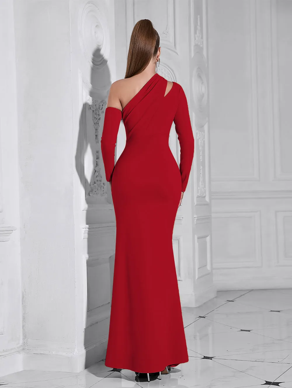 One Shoulder Asymmetrical Maxi Bodycon Dress HB10137