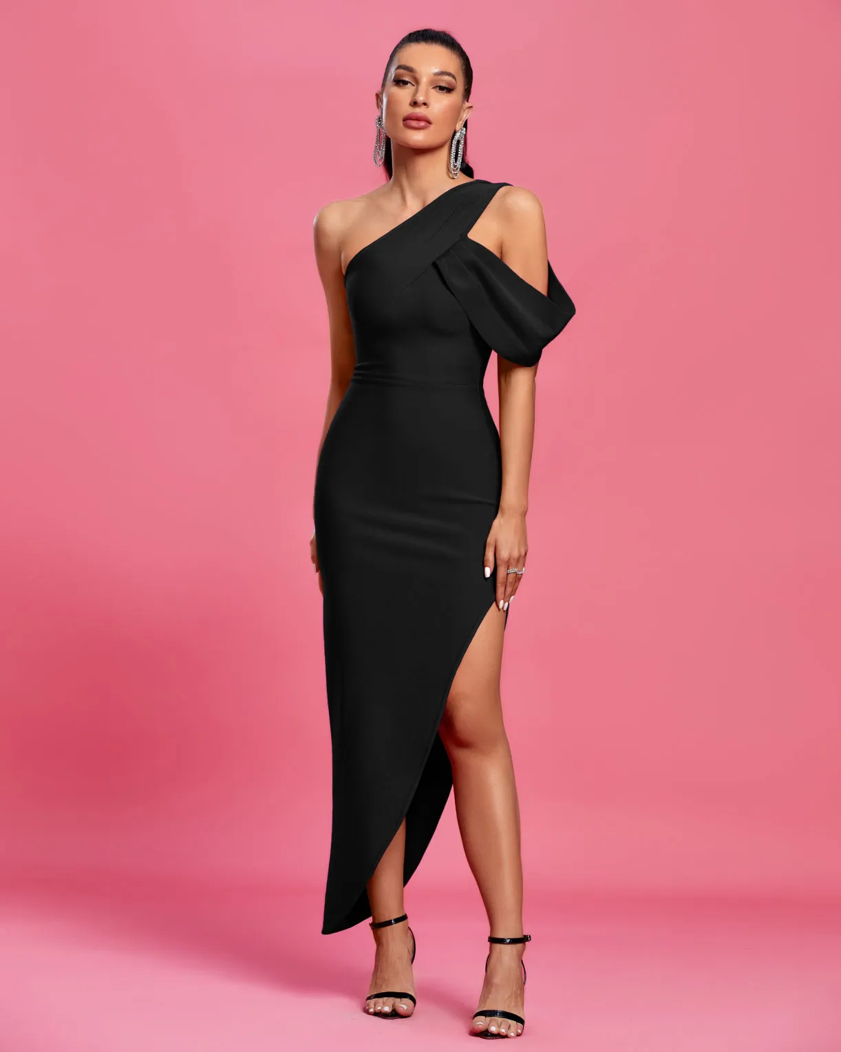 One Shoulder Bandage Maxi Dress
