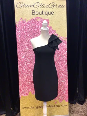 One Shoulder Black Bow Dress