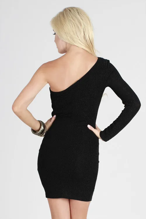 One Shoulder Black Dress