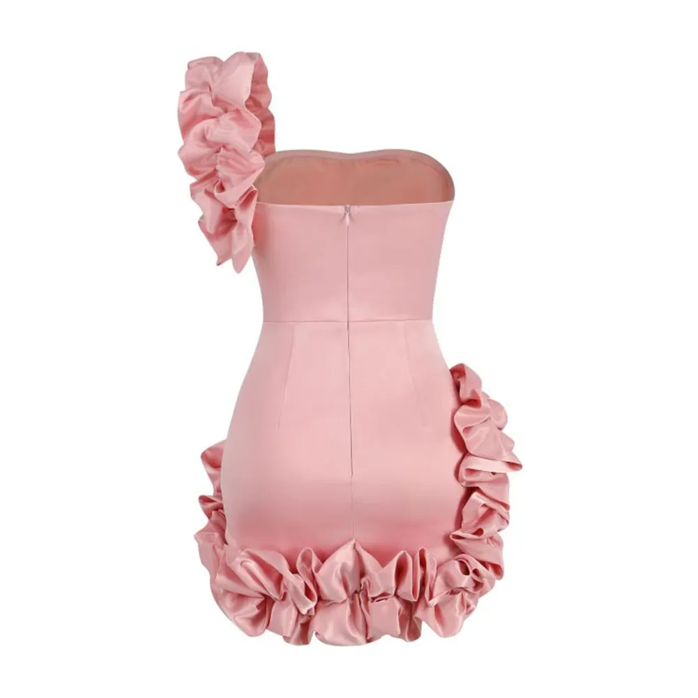 One Shoulder Distinctive Mini Dress ZNSBA993
