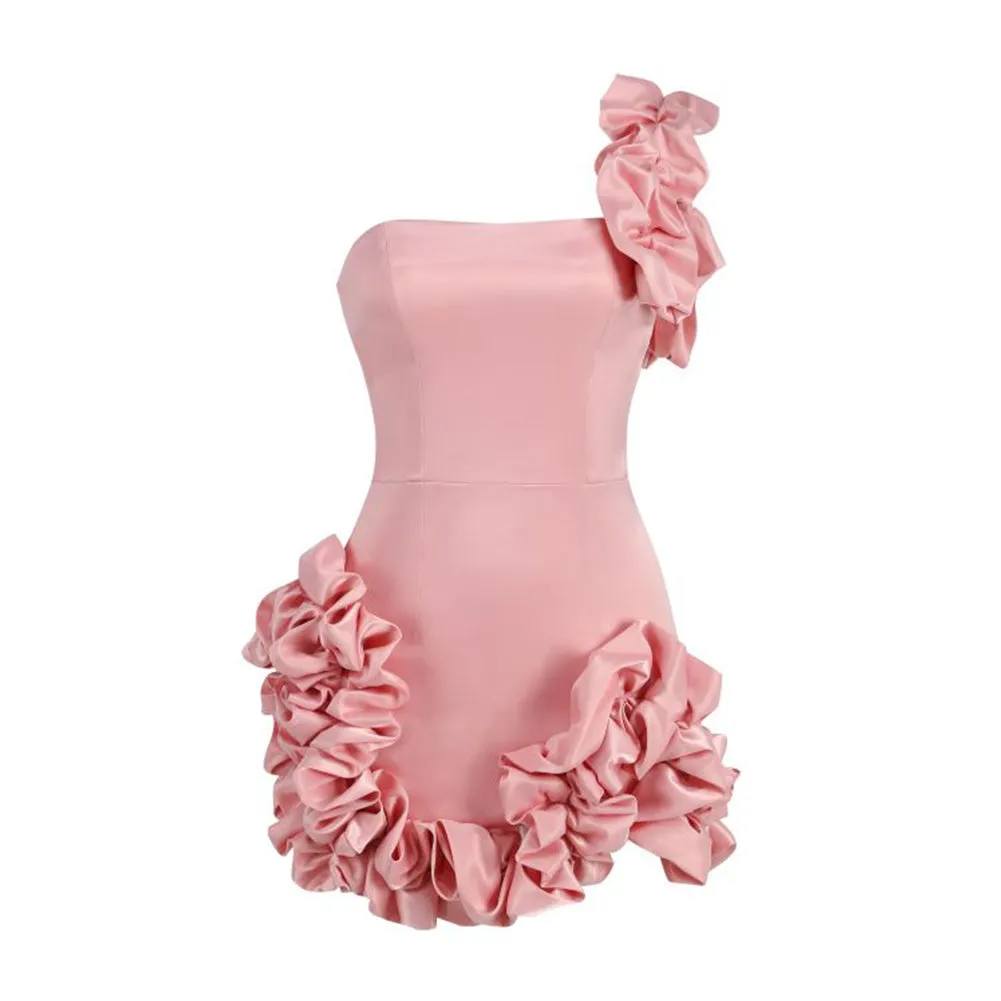 One Shoulder Distinctive Mini Dress ZNSBA993