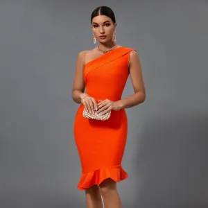 One Shoulder Fishtail Bandage Dress