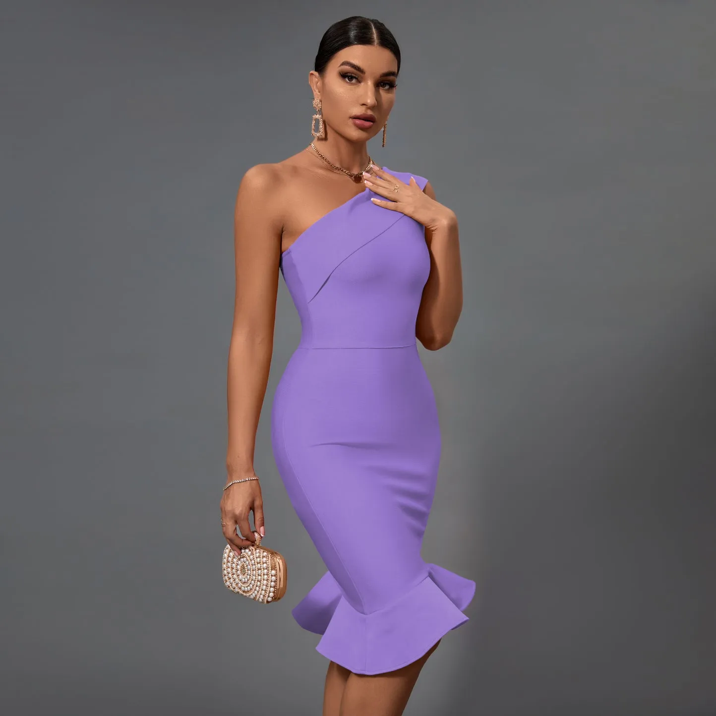 One Shoulder Fishtail Bandage Dress