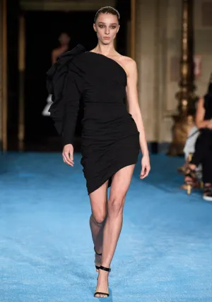 One Shoulder Ruffle Sleeve Dress