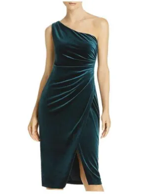 One-Shoulder Velvet Cocktail Dress With Split