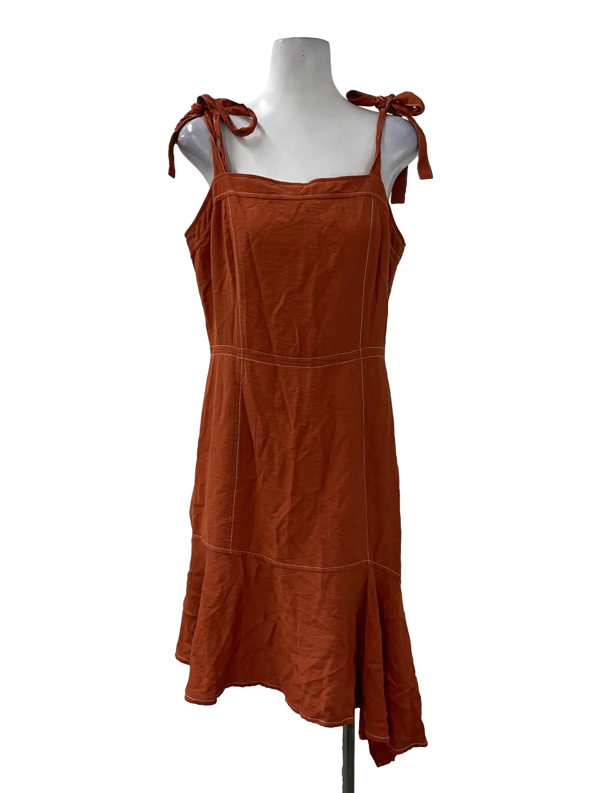 Orange Asymmetrical Ribbon Dress