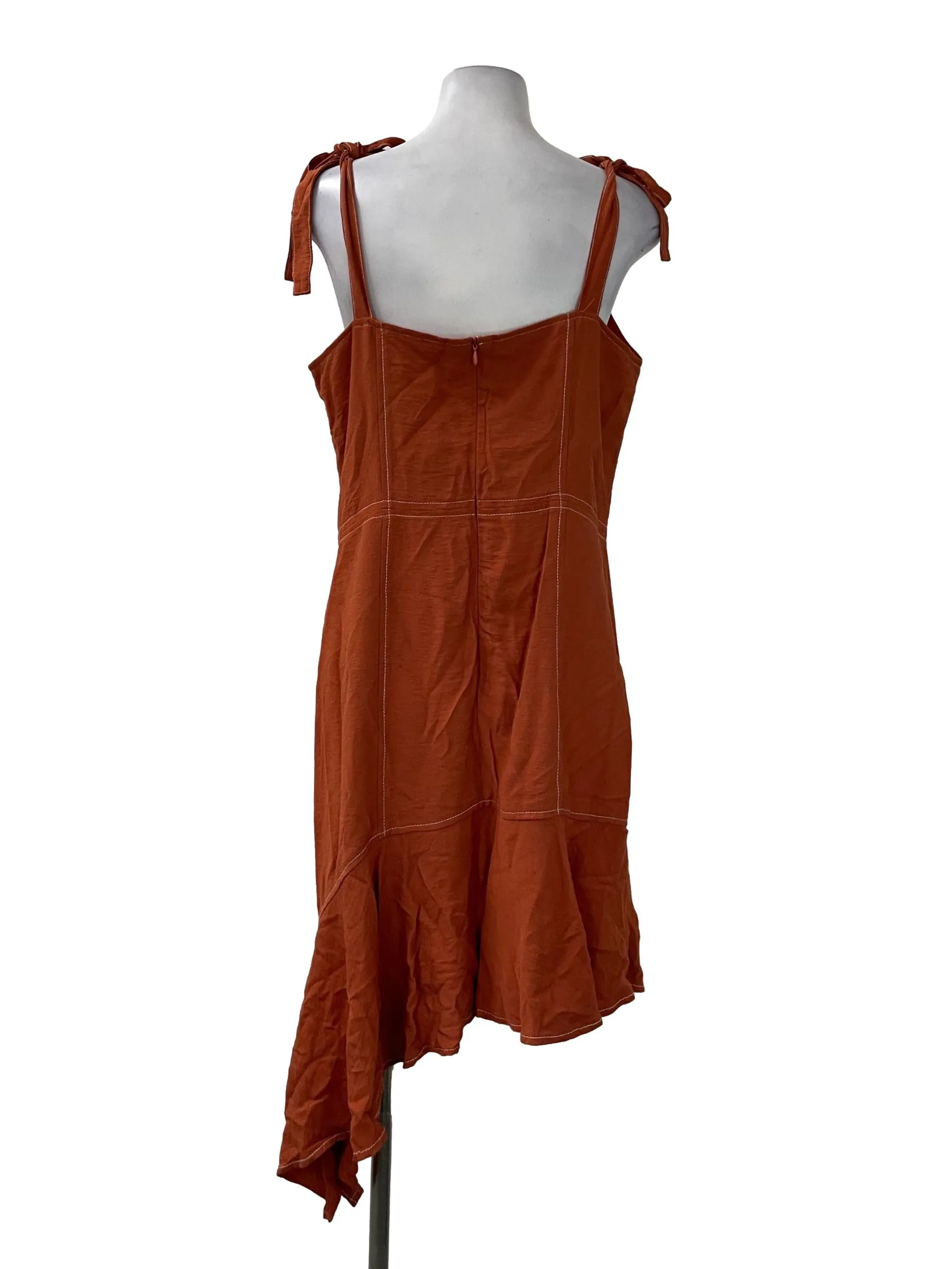 Orange Asymmetrical Ribbon Dress