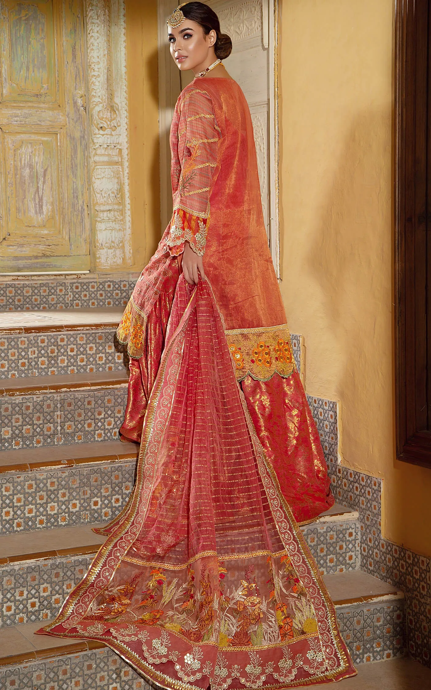 Pakistani Masoori Party Dress with Embroidery #Y6178