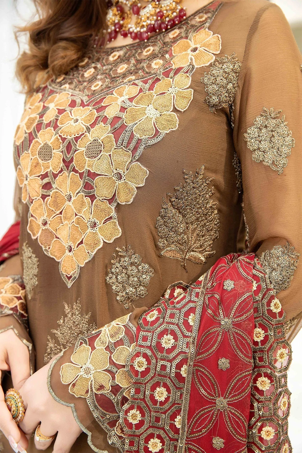 Pakistani Wedding Dress in Chiffon Kameez Trouser Style