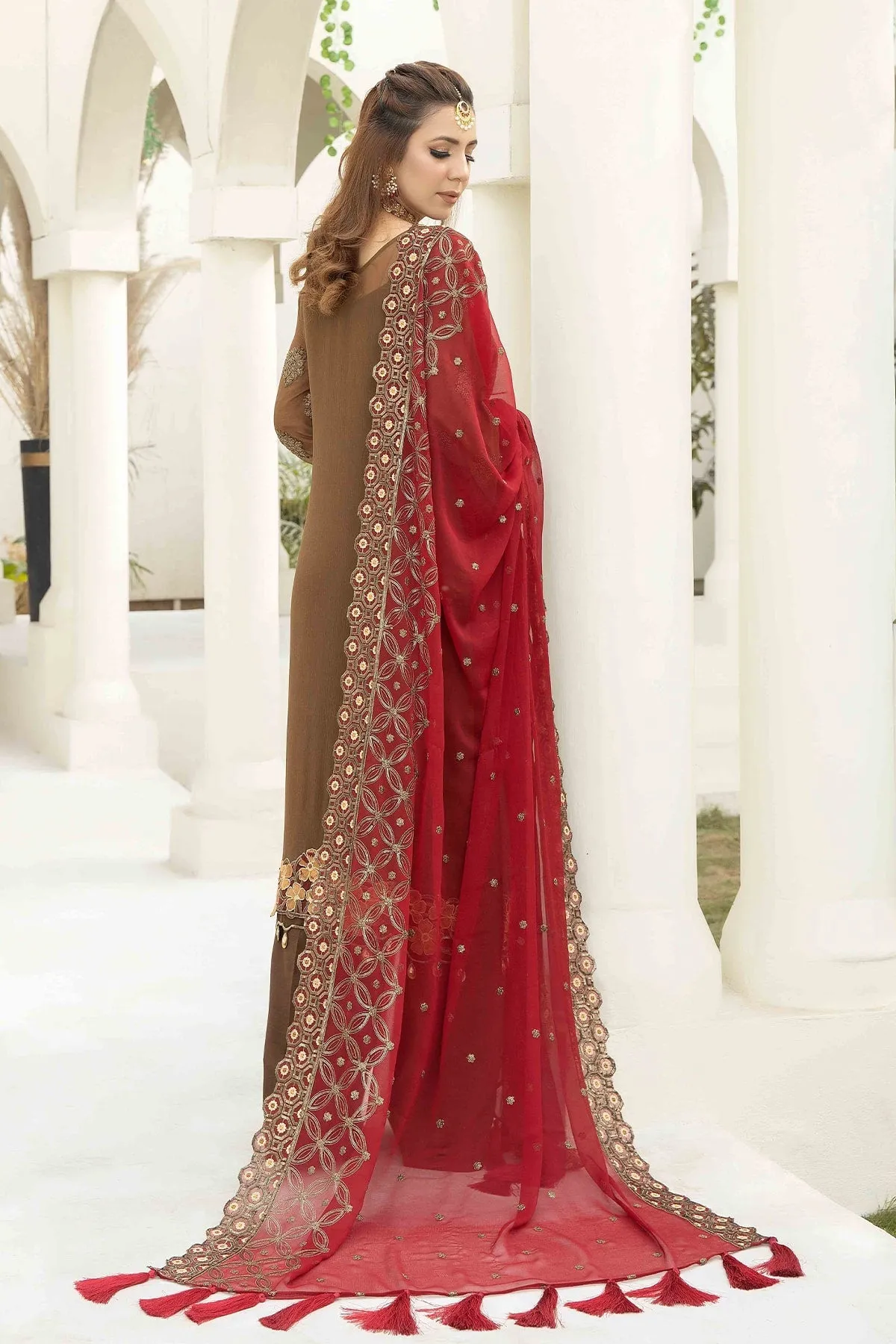 Pakistani Wedding Dress in Chiffon Kameez Trouser Style