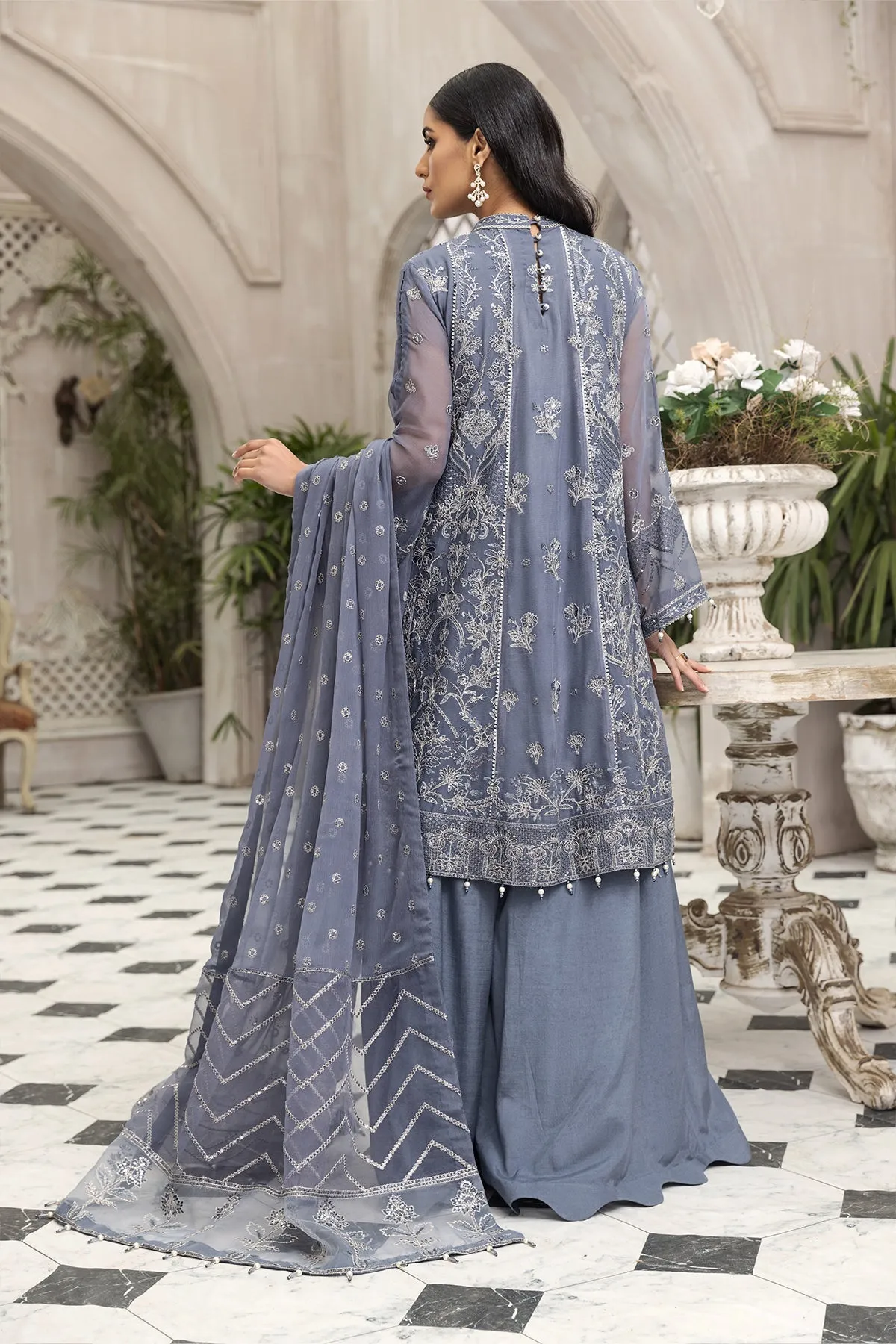 Party Wear Lehenga Choli in Grey Blue Shade #PF482