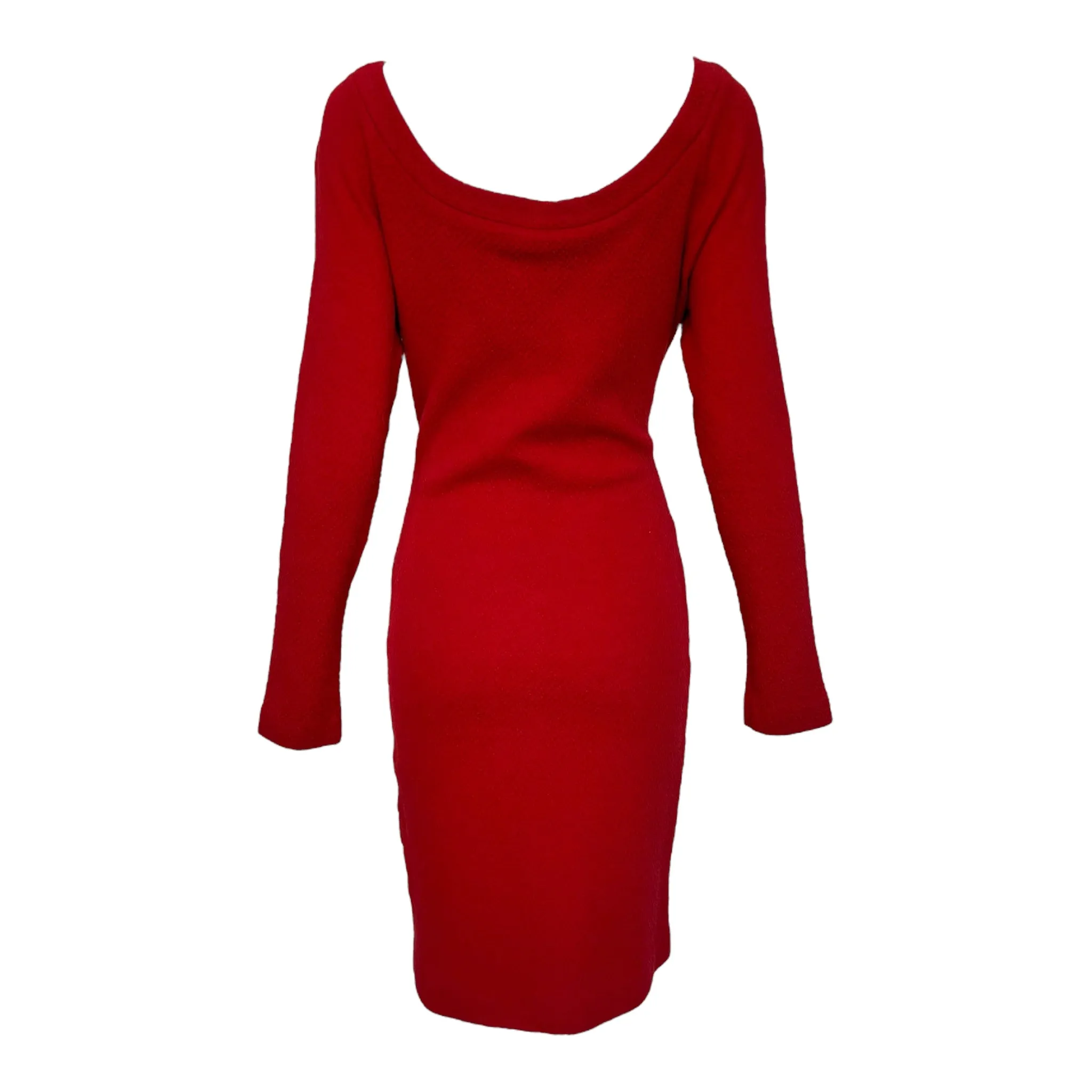 Patrick Kelly 1980's Cherry Red Knit Wrap Style Dress