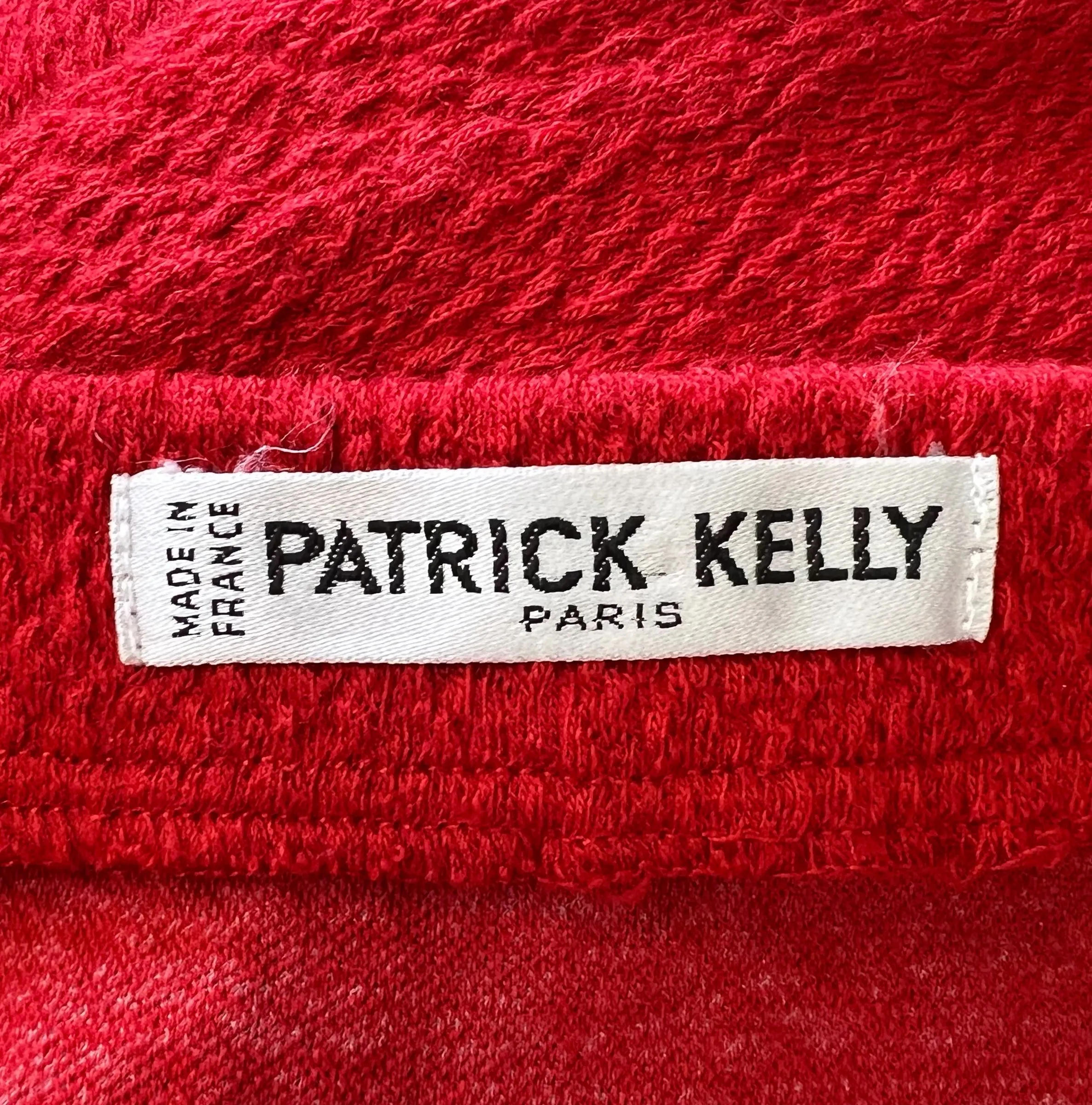 Patrick Kelly 1980's Cherry Red Knit Wrap Style Dress