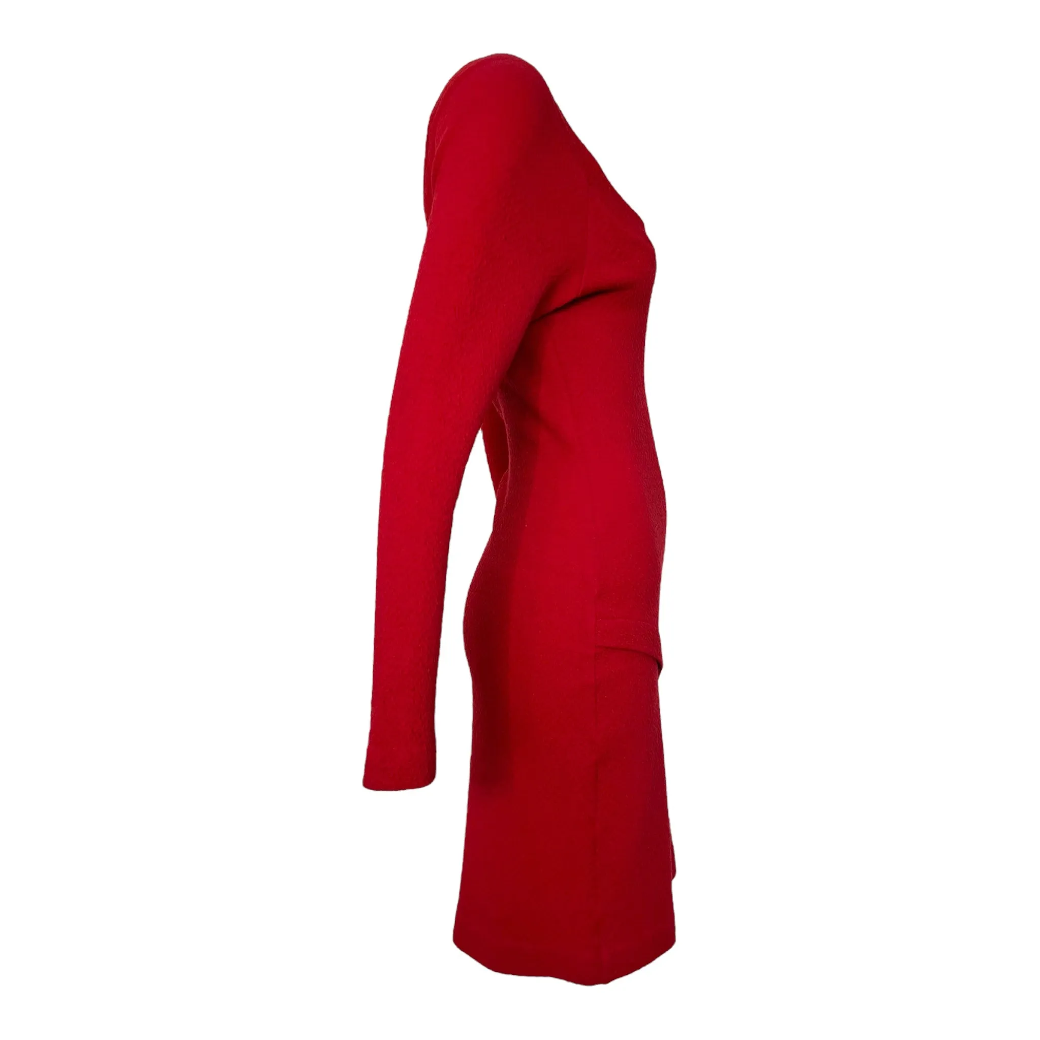 Patrick Kelly 1980's Cherry Red Knit Wrap Style Dress