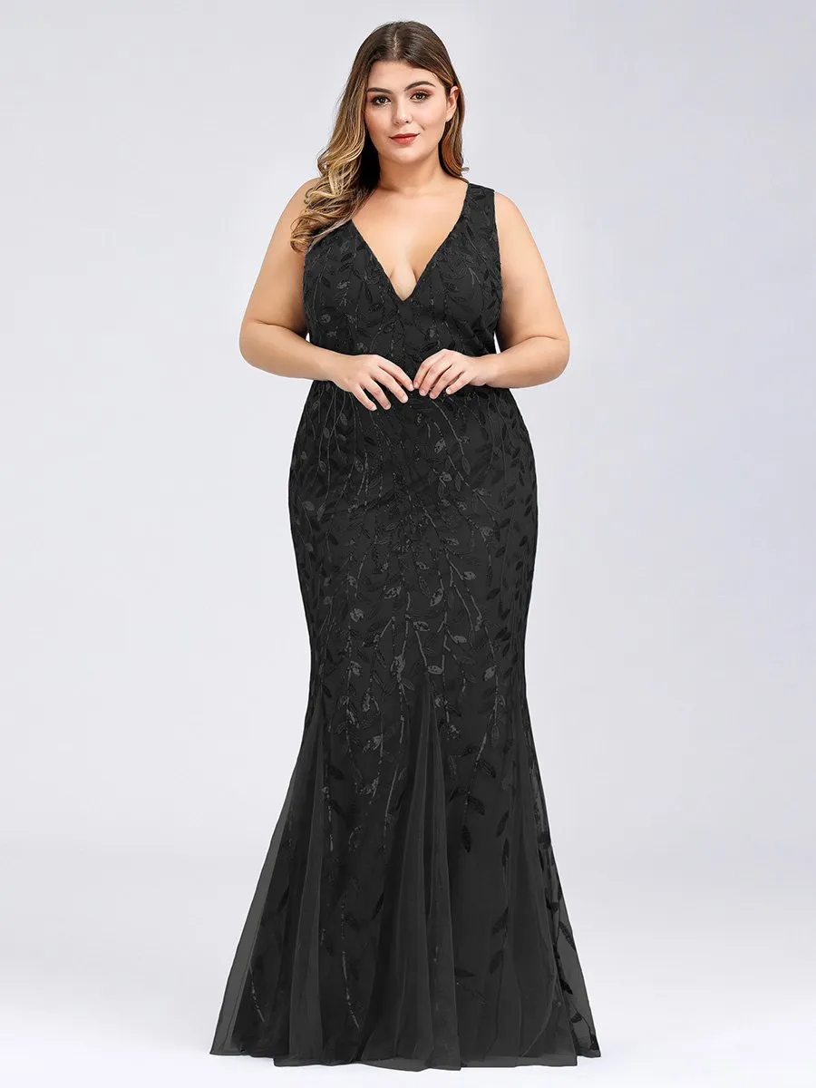 Paula sleeveless tulle and sequin trumpet mermaid dress