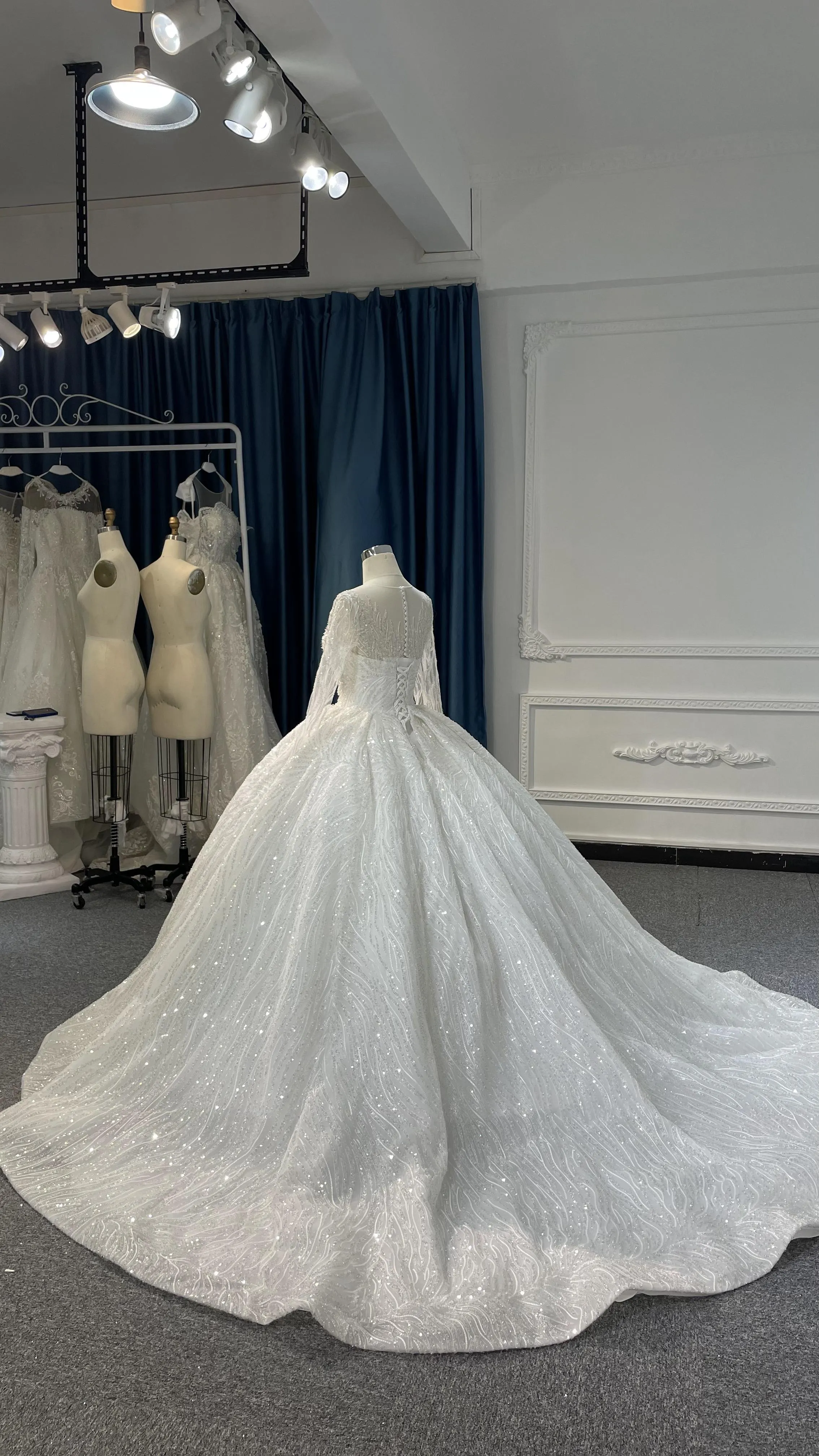 PD002- BYG SWEETHEART NECKLINE BALL GOWN WITH LONG SLEEVES