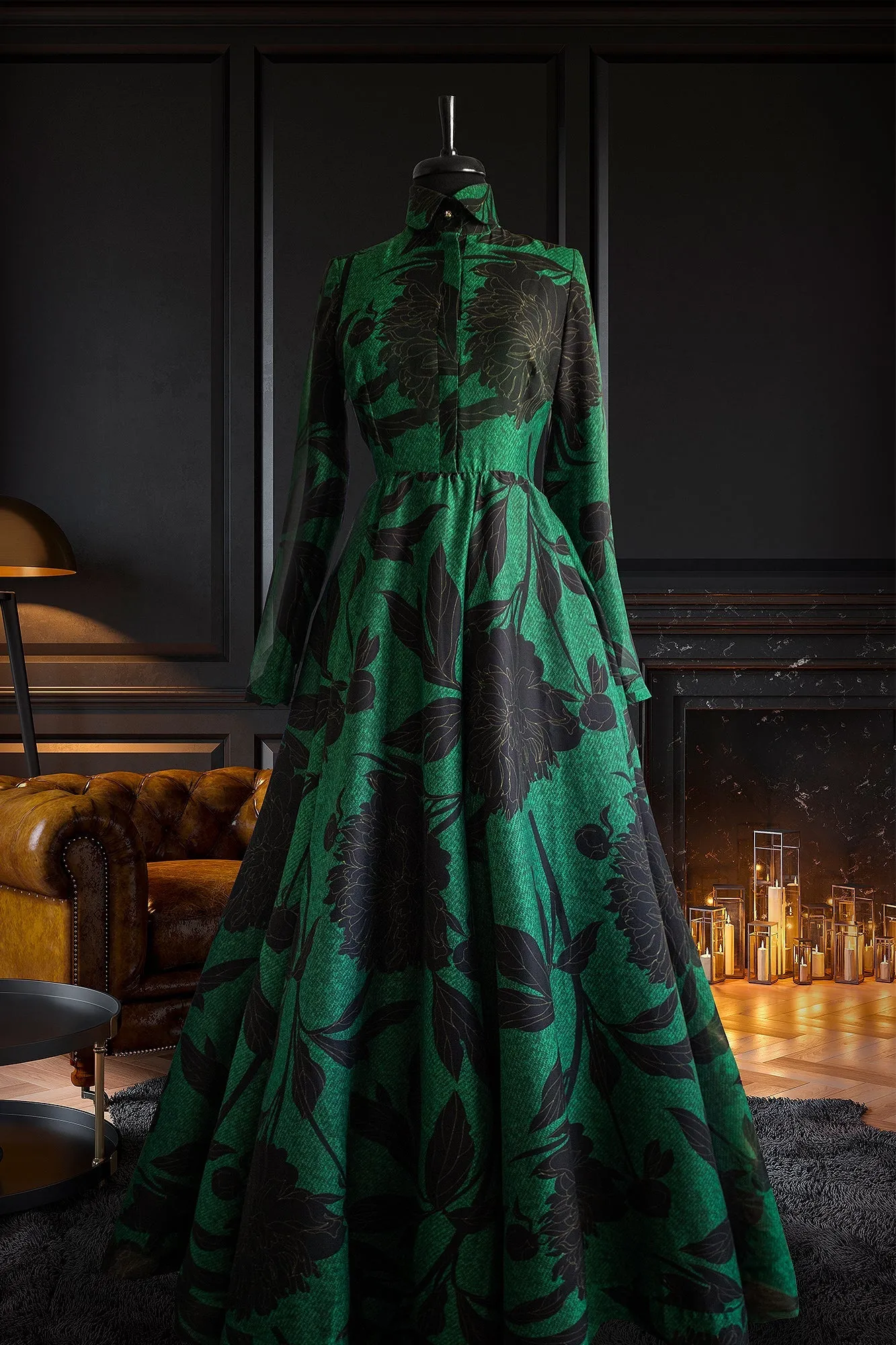 Peony Green Chiffon Dress