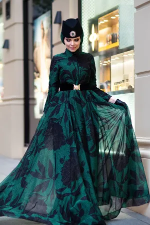 Peony Green Chiffon Dress