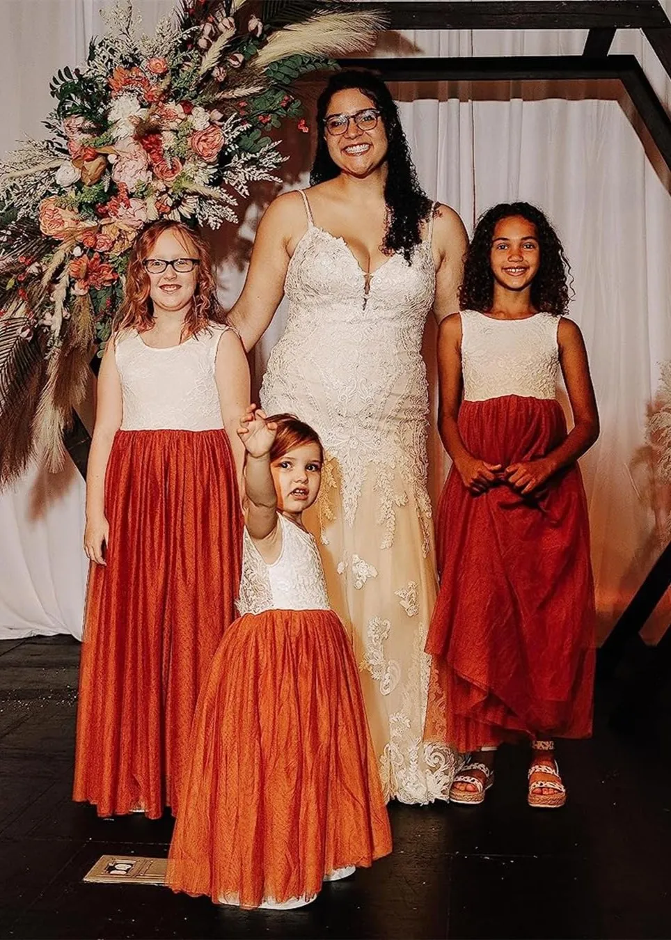 Peony Lace Flower Girl Dress in Burnt Orange