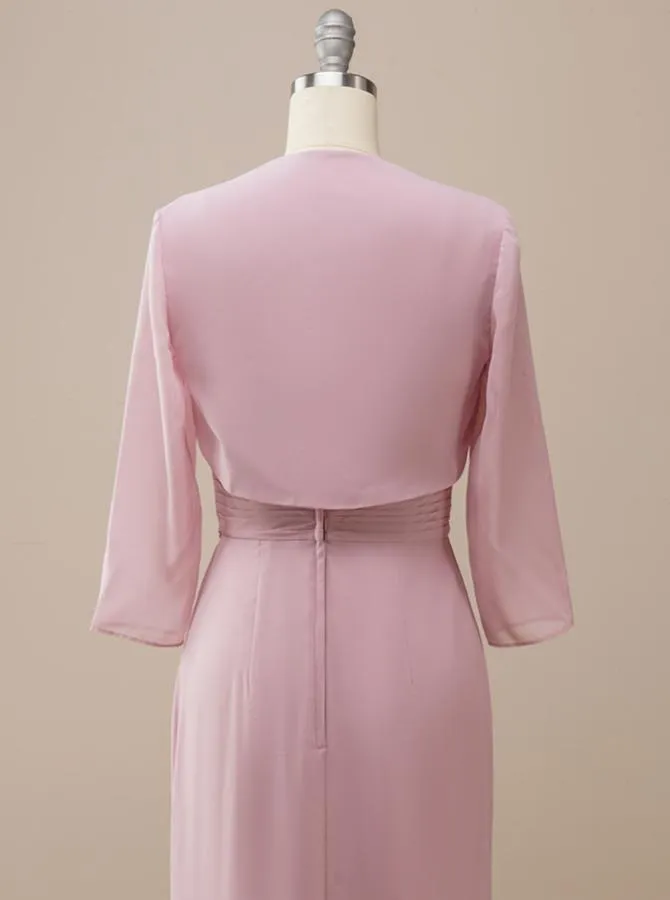 Pink Chiffon 2 Pcs Formal Dress BM224