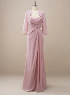 Pink Chiffon 2 Pcs Formal Dress BM224