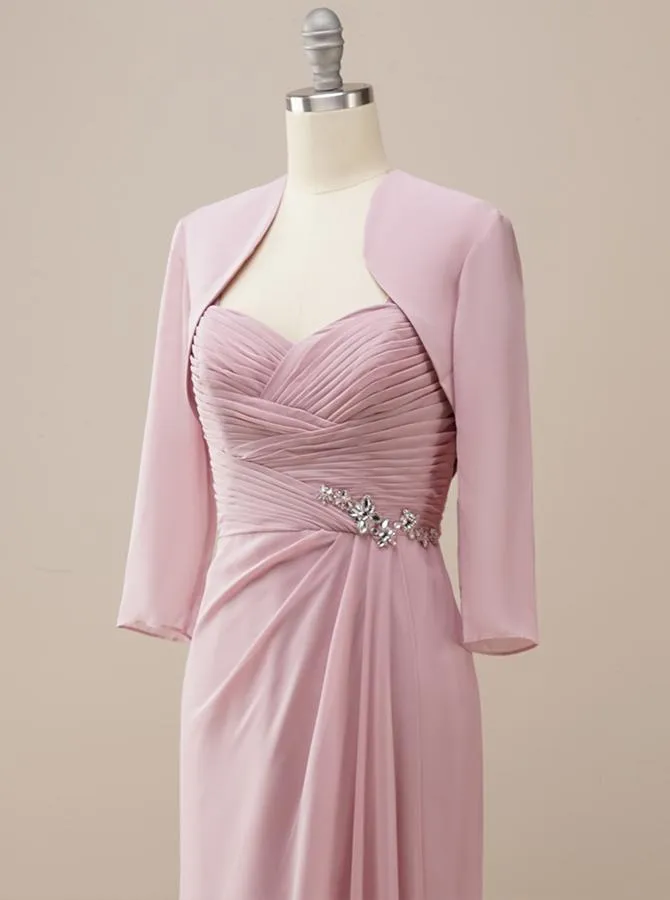 Pink Chiffon 2 Pcs Formal Dress BM224