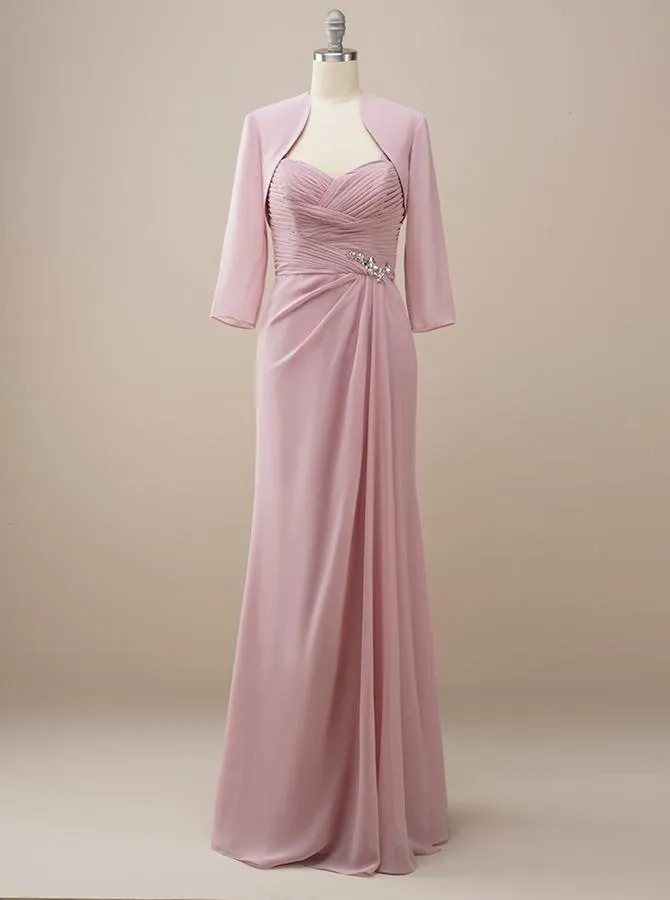 Pink Chiffon 2 Pcs Formal Dress BM224
