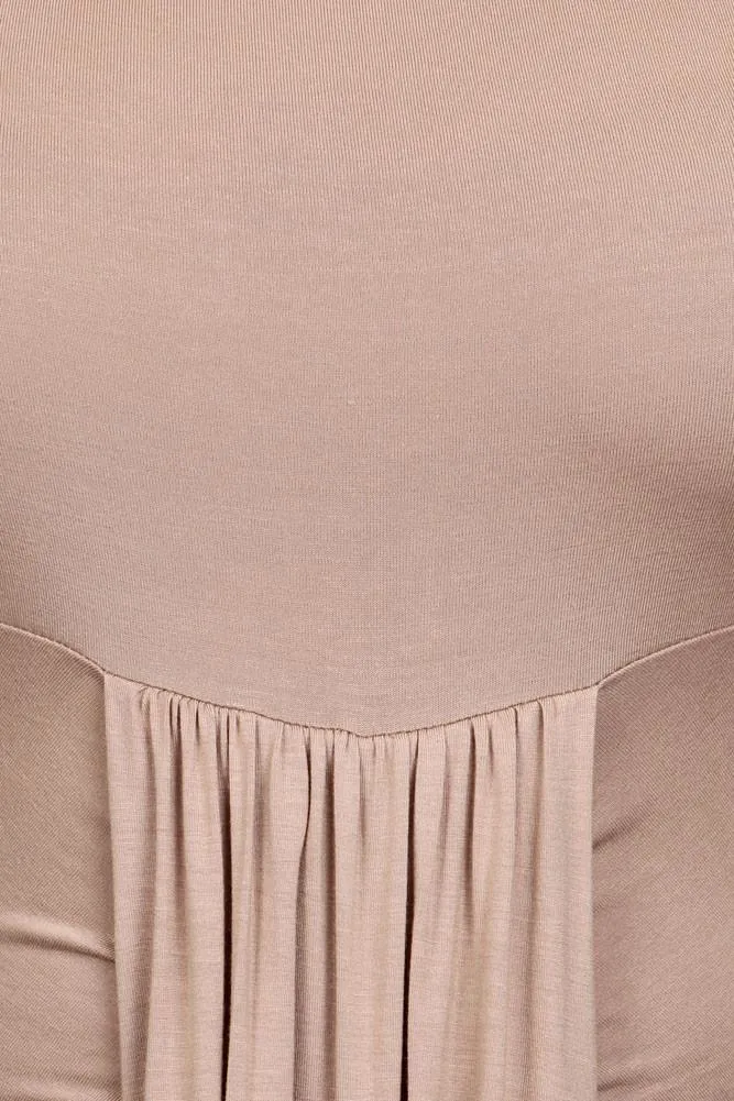 Plus Size Bella Draped Knit Tan Midi Dress