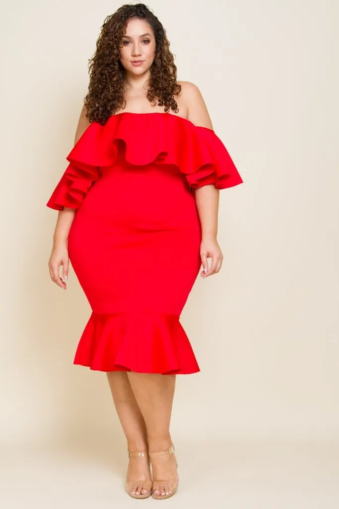 Plus Size Glam Off Shoulder Mermaid Dress