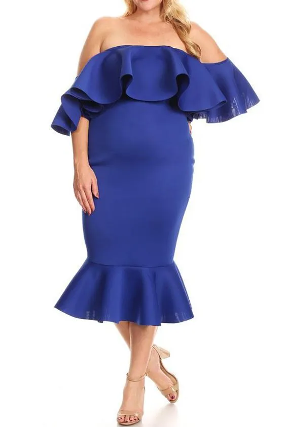 Plus Size Glam Off Shoulder Mermaid Dress