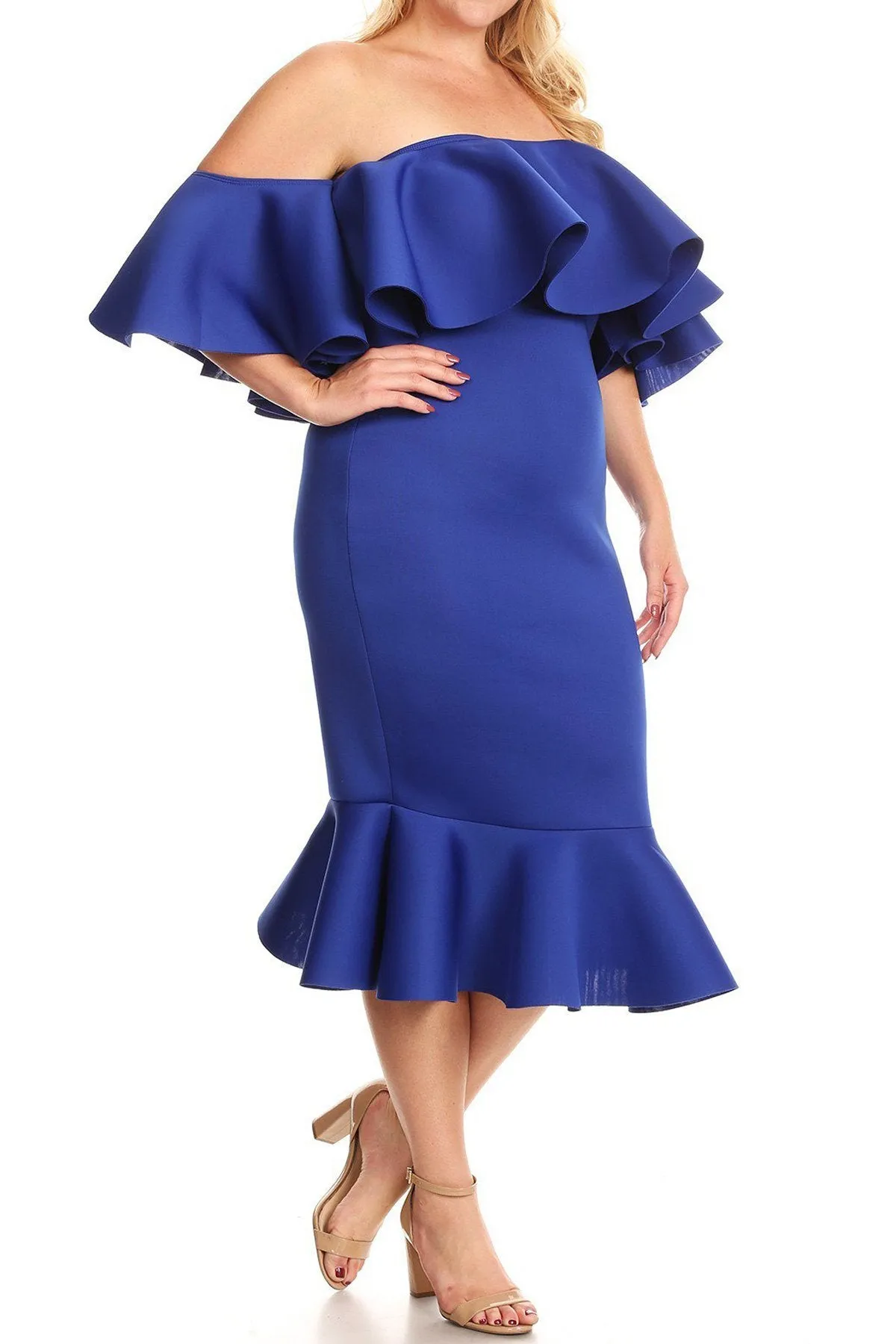 Plus Size Glam Off Shoulder Mermaid Dress