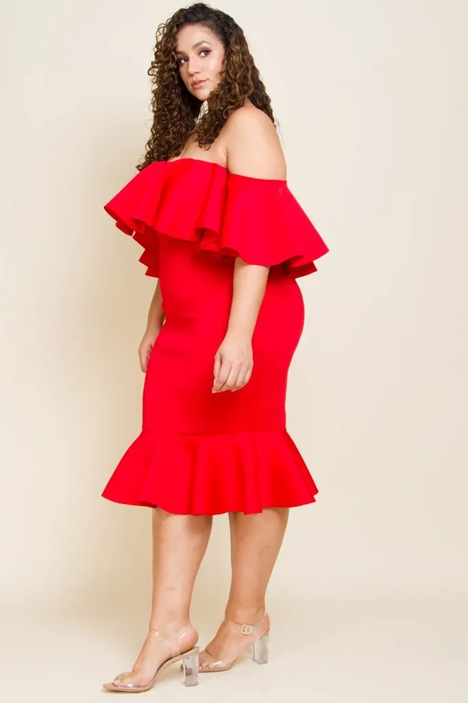 Plus Size Glam Off Shoulder Mermaid Dress