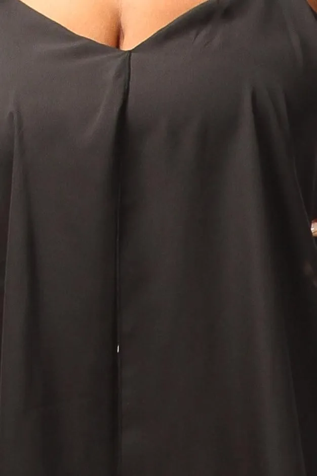 Plus Size Solid Chiffon Overlay Mini Dress