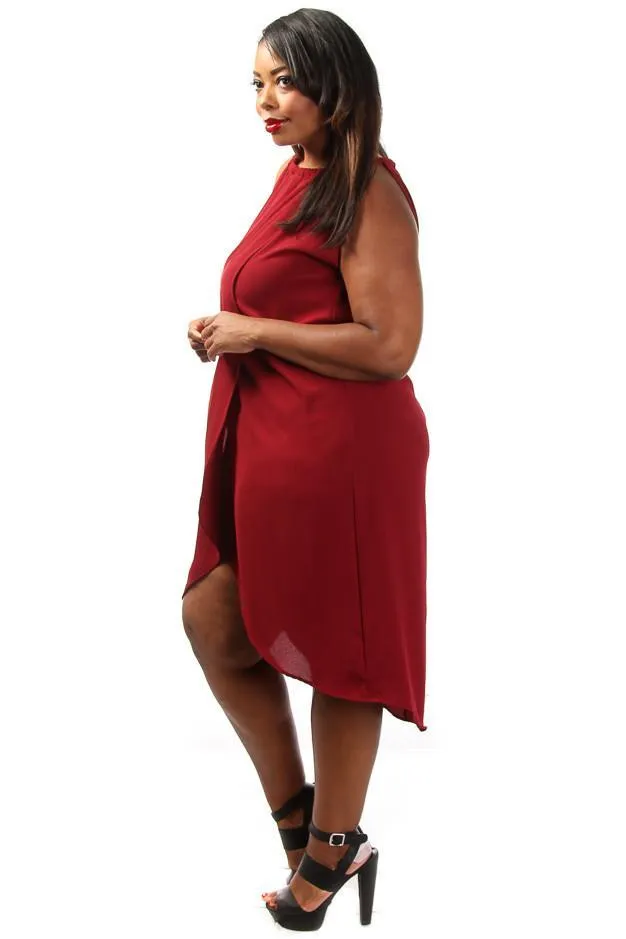 Plus Size Solid Drape Chiffon Dress