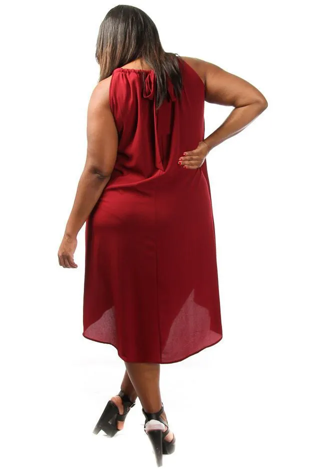 Plus Size Solid Drape Chiffon Dress