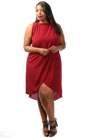 Plus Size Solid Drape Chiffon Dress