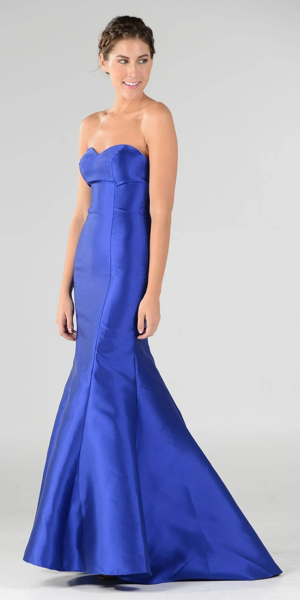Poly USA 7674 Lace Up Back Strapless Mermaid Dress