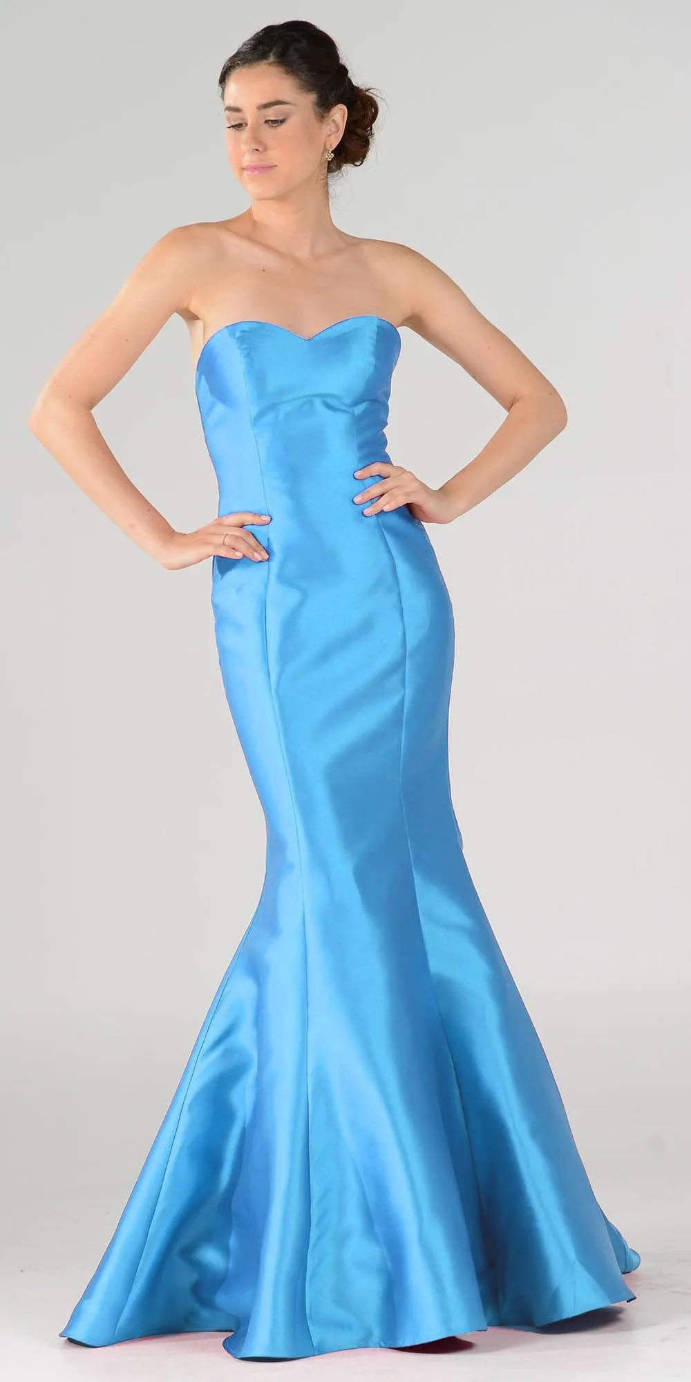 Poly USA 7674 Lace Up Back Strapless Mermaid Dress