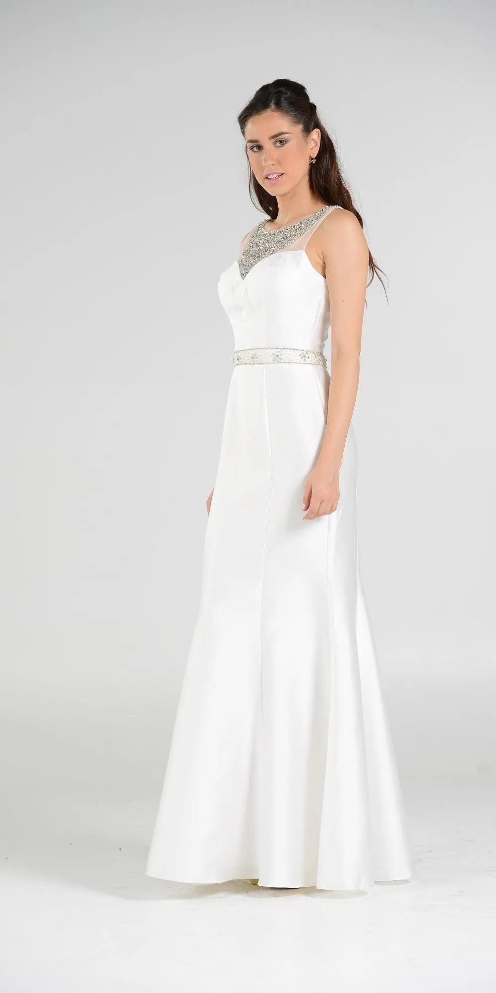 Poly USA 7722 Illusion Beaded Neckline Long Mermaid Dress