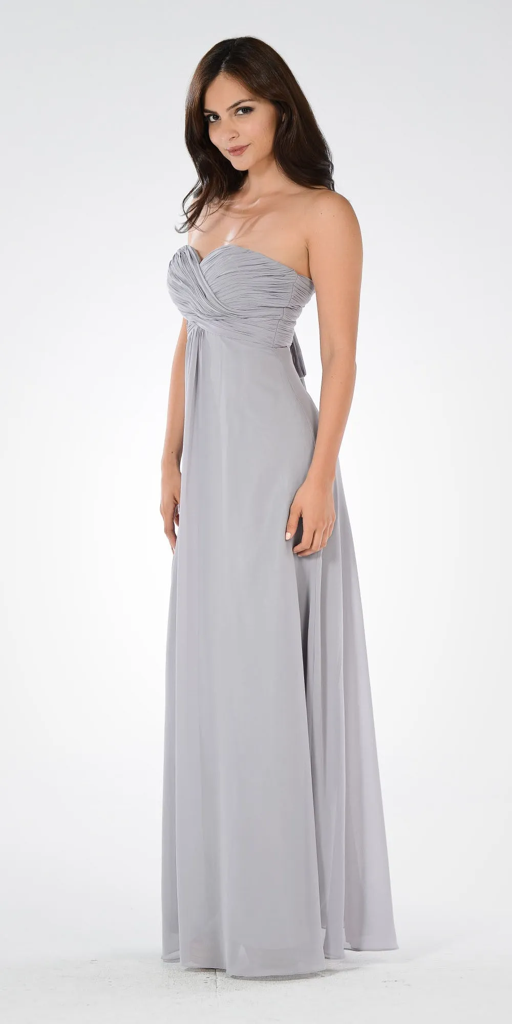 Poly USA 7880 Sweetheart Ruched Bodice Lace Up Back Long Dress