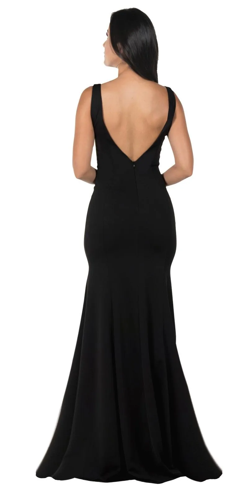 Poly USA 8158 Deep V-Neck and Back Mermaid Dress