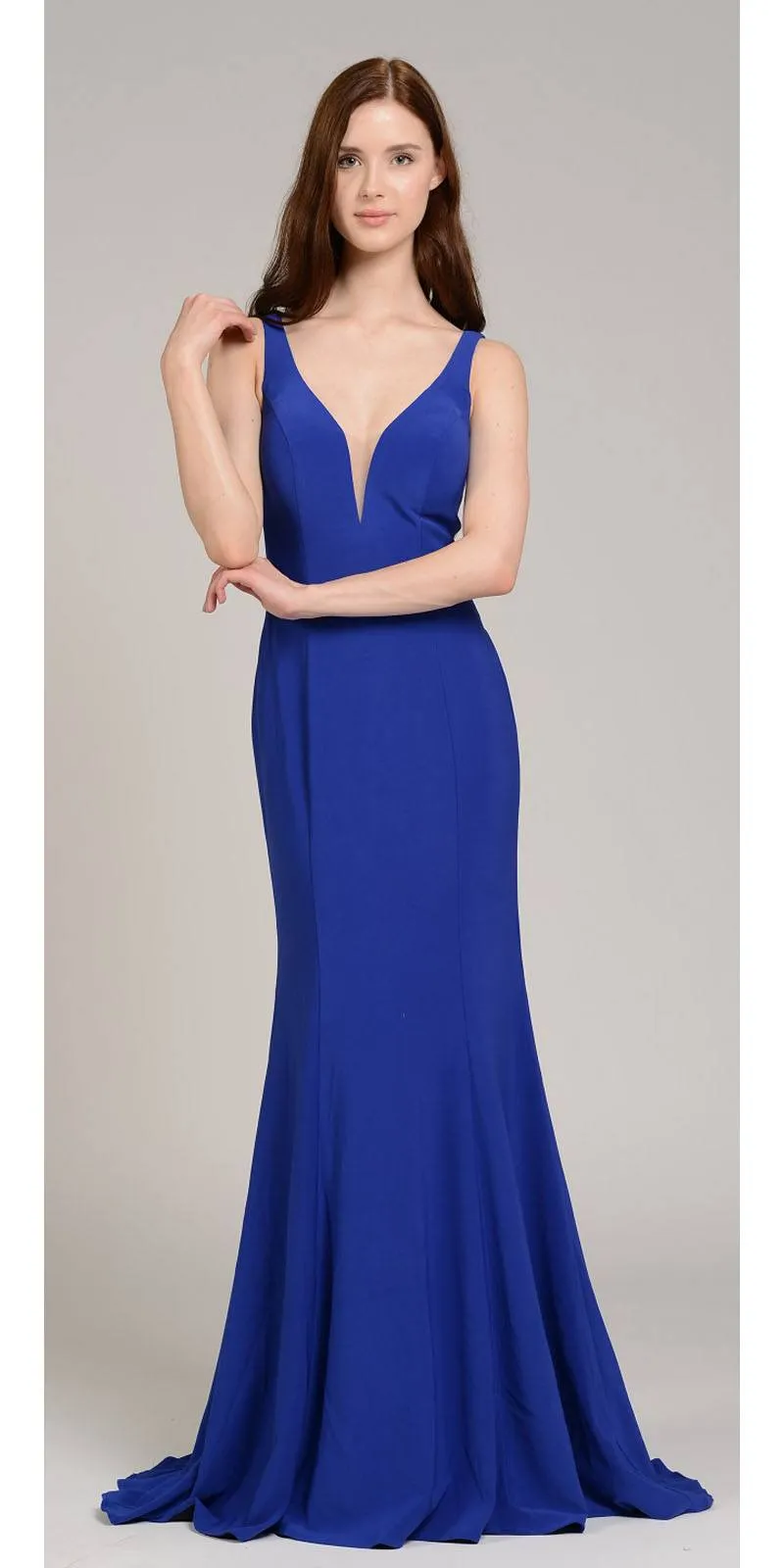 Poly USA 8158 Deep V-Neck and Back Mermaid Dress