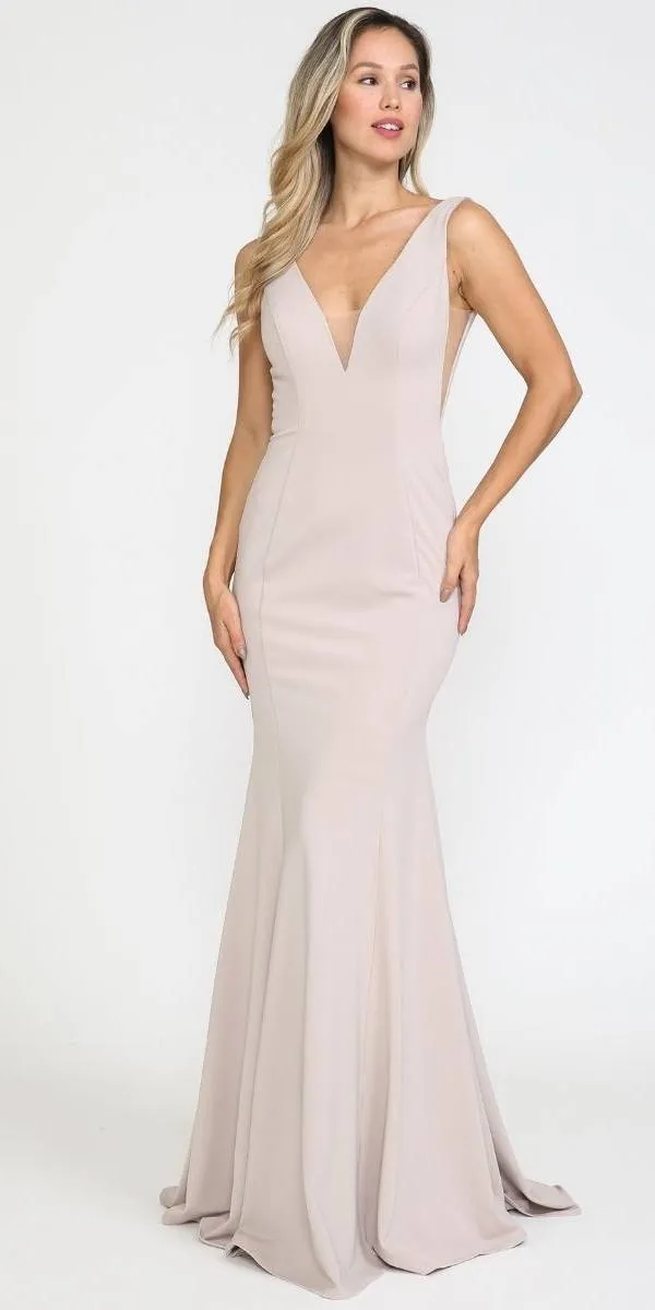 Poly USA 8158 Deep V-Neck and Back Mermaid Dress