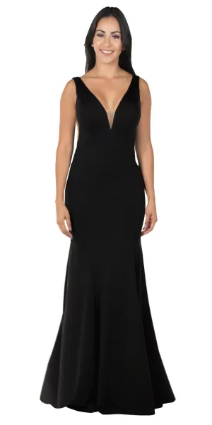 Poly USA 8158 Deep V-Neck and Back Mermaid Dress