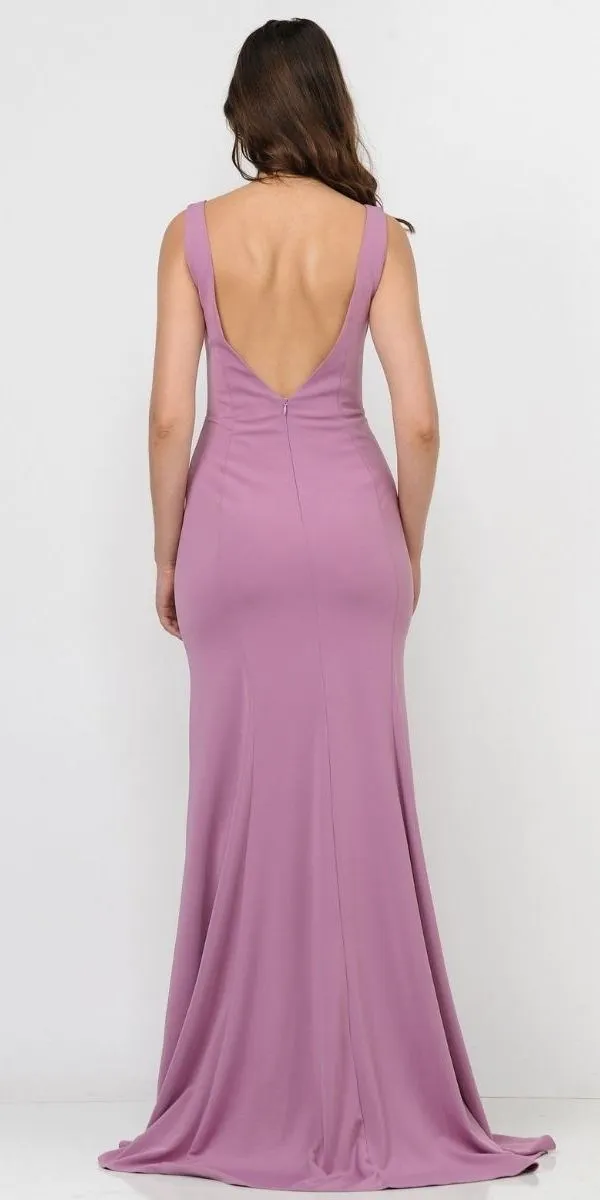 Poly USA 8158 Deep V-Neck and Back Mermaid Dress