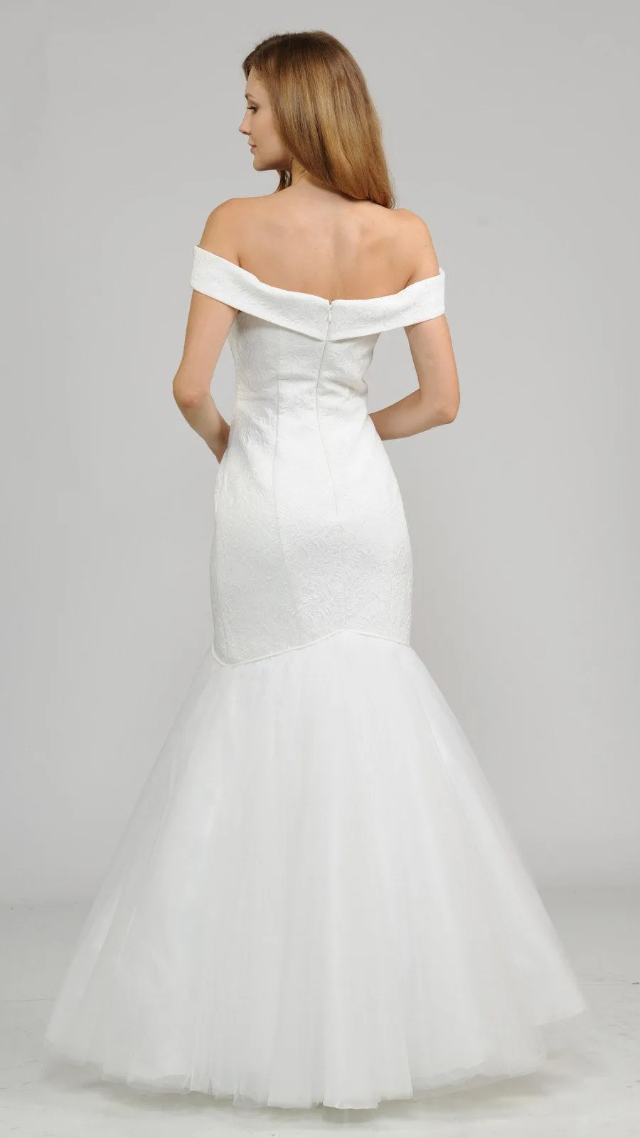 Poly USA 8280 Off-the-Shoulder Long Trumpet Wedding Dress