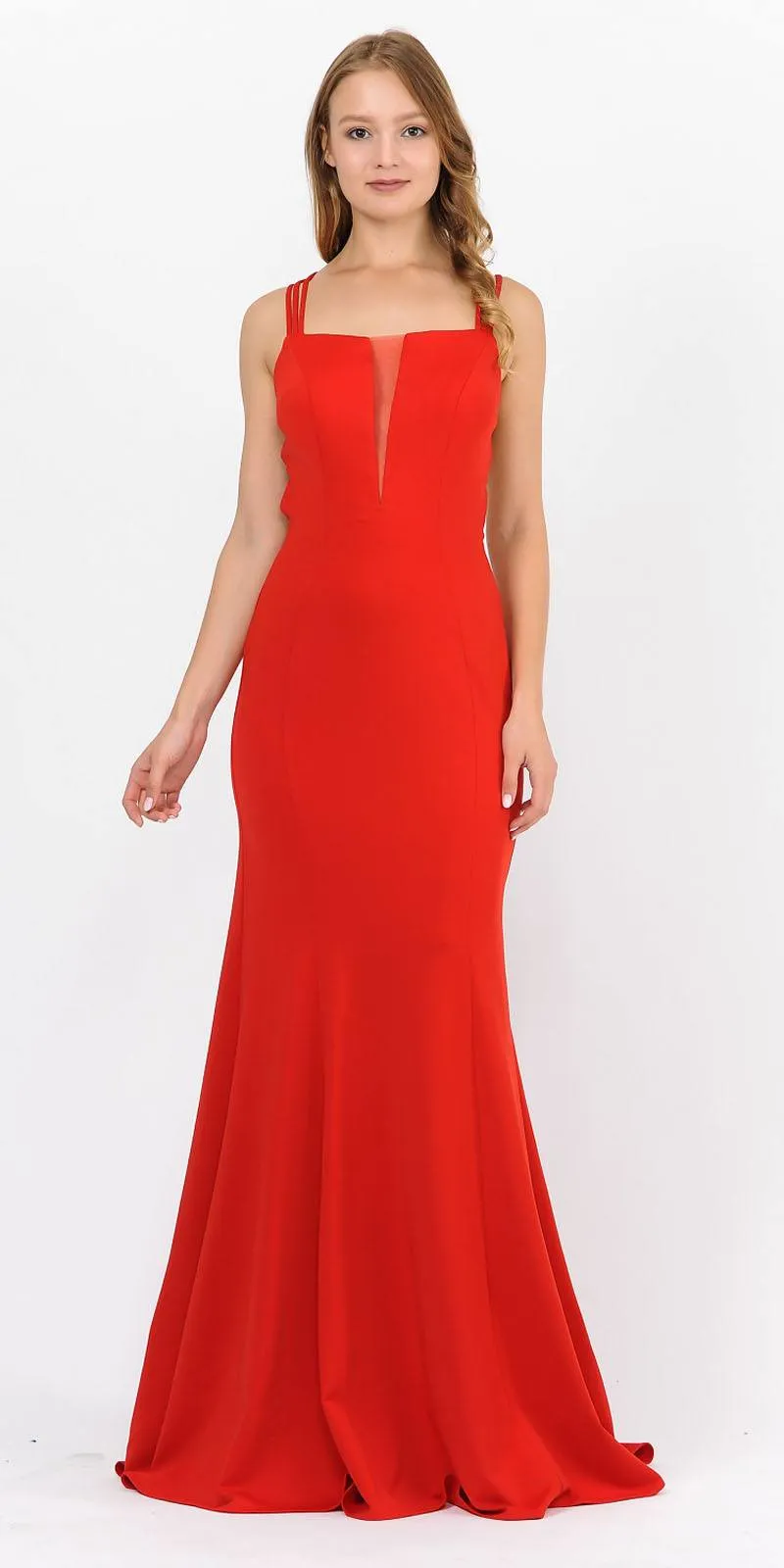 Poly USA 8468 Long Dress with Strappy Open-Back
