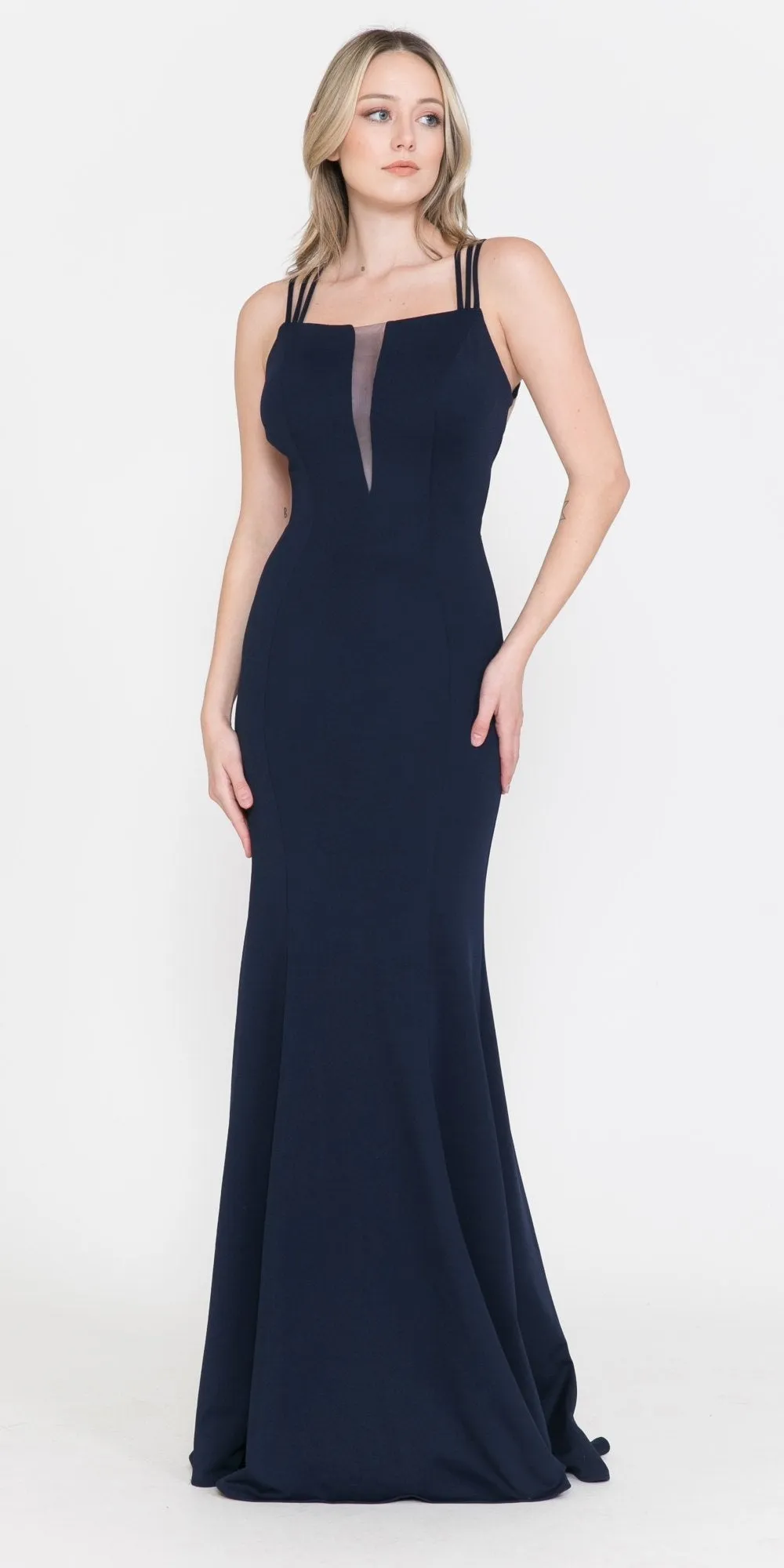 Poly USA 8468 Long Dress with Strappy Open-Back