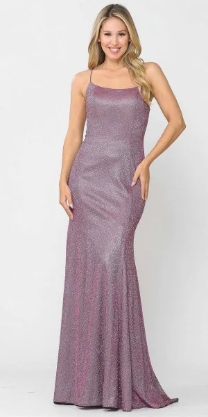 Poly USA 8666 Lace-Up Back Fitted Long Prom Dress